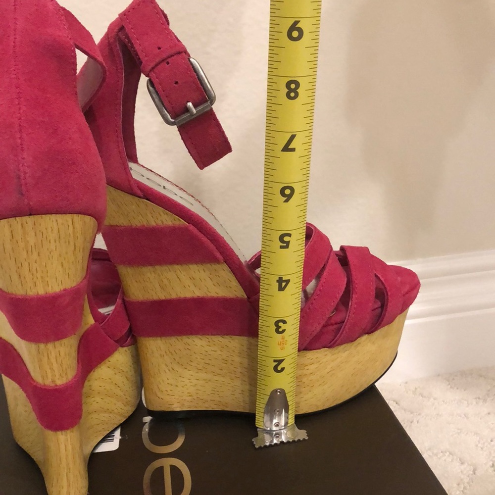 Hot Pink Suede Wedges - Picture 6 of 6